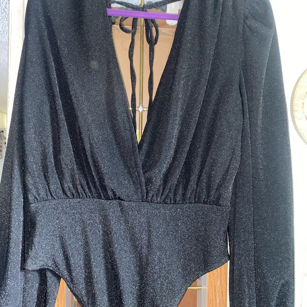 SHEIN Black Glitter Bodysuit~Super cute Sz. Large